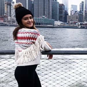 Tassle Cream and Red Sweater